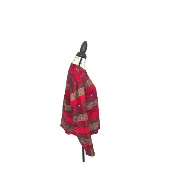 Chico's Red Tapestry Button Up Artsy Rare Embroidered Beaded Jacket Size 2 (L) - Picture 5 of 10